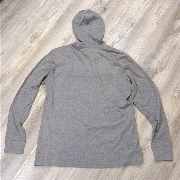 Champion Unisex Long Sleeve Hoodie Tee | Oxford Heather Gray Blue Logo T-Shirt M - Picture 4 of 6